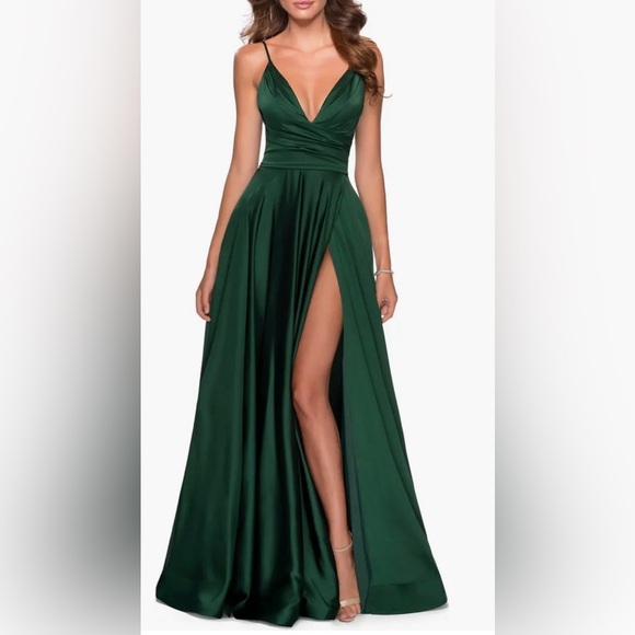 La Femme Dresses & Skirts - Strappy Back Satin Ballgown